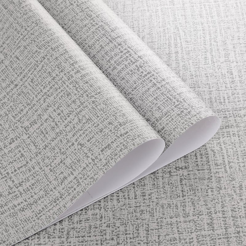 lenify Grey Grasscloth Peel and Stick Wallpaper 17.7inchx118.1inch Textured Wallpaper Peel and Stick Grasscloth Wall Paper Grey Contact Paper for Cabinets Self Adhesive Removable Faux Linen Vinyl - Image 5
